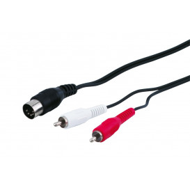 Cable Din 5 pin a 2 RCA machos 1,mts