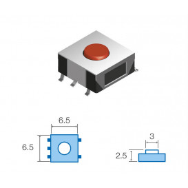 Pulsador Tacto SMD 6,5x6,5mm boton 2,5mm