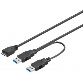 Cable USB 3.0 A a MicroUSB 3.0 B + Alimentacion USB 3.0 A 0,3m