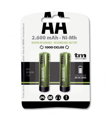 Bateria R06 AA 2600mA 1,2V NiMh (precio Blister 2 unidades)