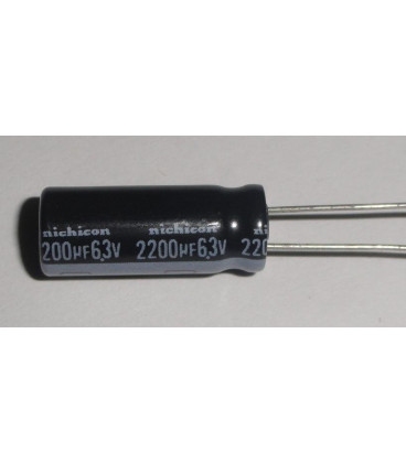 Condensador Electrolitico 2200uF 6,3Vdc 105ÂºC medidas 10x20mm