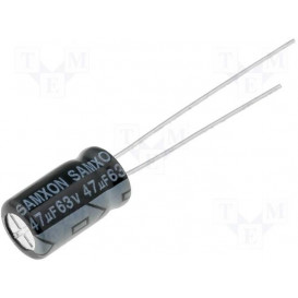 Condensador Electrolitico 47UF 63Vdc 105ÂºC medfidas 6,3x12mm
