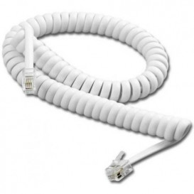 Cable Telefono RJ09 4P4C Espiral  7m Blanco