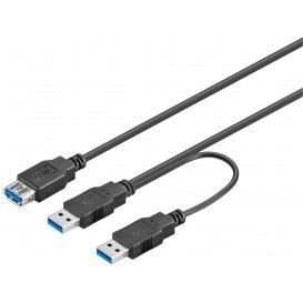 Cable USB 3.0 a Macho Doble a USB A Hembra 0,3m
