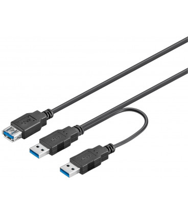 Cable USB 3.0 a Macho Doble a USB A Hembra 0,3m