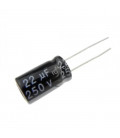 Condensador Electrolitico 22uF 250Vdc medidas 10x20mm Radial