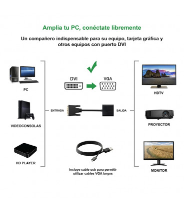 Conversor DVI 24+1 a VGA 0,10cm