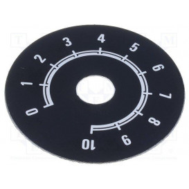 Disco Boton Mando numerado Escala 0 a 10, diametro 50mm fondo NEGRO