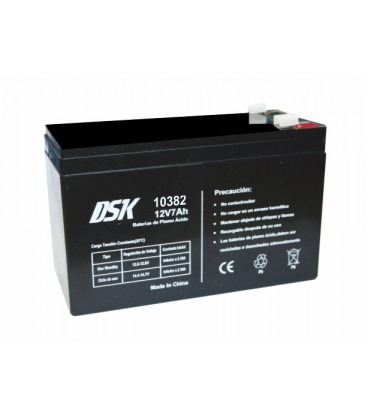 Bateria PLOMO 12V 7Amp marca DSK ESPECIAL medidas 151x94x65mm