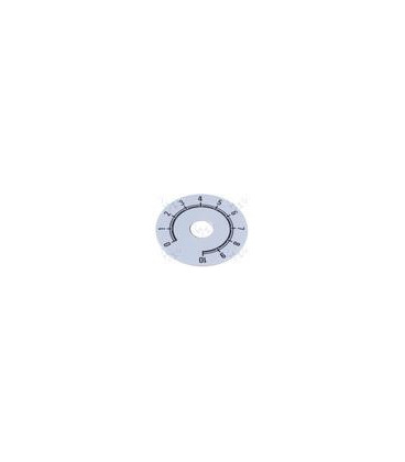 Disco Boton de Mando Numerado escala 0 a 10, diametro 41mm color fondo Plata