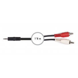 Cable JACK 3,5 Stereo a 2 RCA Macho  1,8m