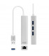 Conversor USB 3.0 a Ethernet Gigabit + 3xUSB 3.0 Plata  15cm
