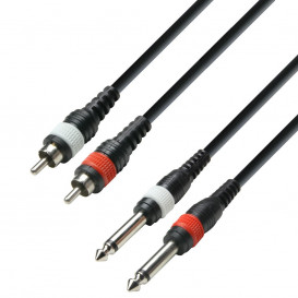 Cable RCA 2 Machos a 2 JACK 6,3 Mono 1m ECO 3STAR ADAM