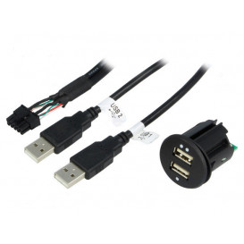 Cargador USB Mechero 12-24Vdc salida 2x5Vdc 2,1A Cables