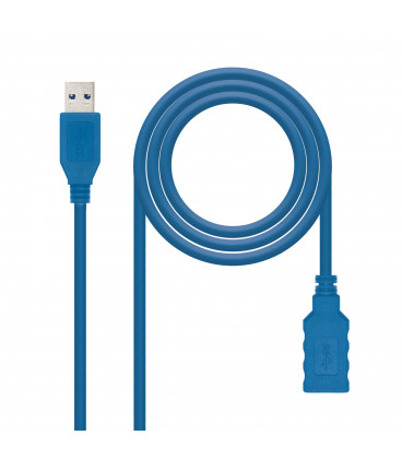 Cable USB 3.0 A Macho a USB A Hembra 2m AZUL