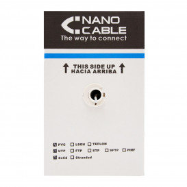 Bobina 305m Cable UTP Cat5e Rigido CCA NANOCABLE