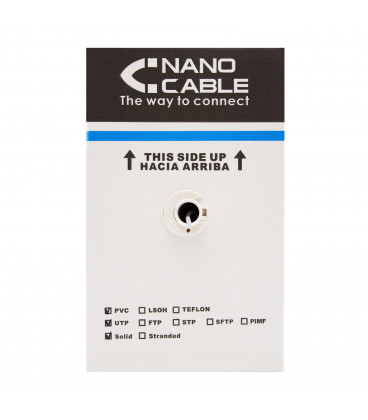 Bobina 305m Cable UTP Cat5e Rigido CCA NANOCABLE