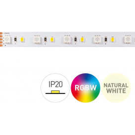 Tira LED RGB+4000K 24V 18W/m 84LED/m IP20 5m