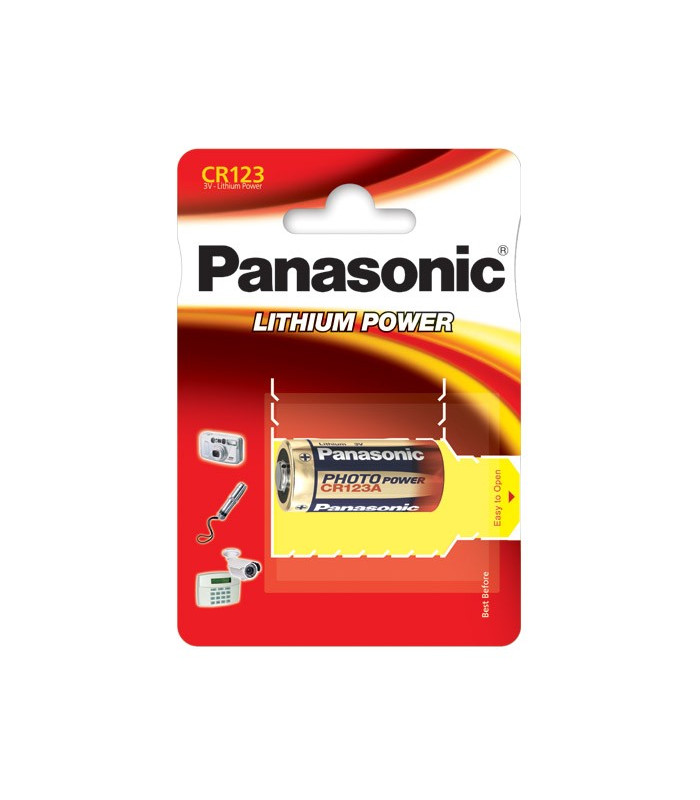Blister de 1 pila de litio 3V Panasonic - CR123, CR123A, CR17345
