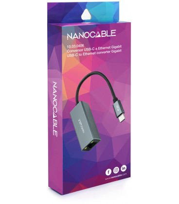 Conversor USB-C 3.0 a RJ45 Gigabit NANOCABLE
