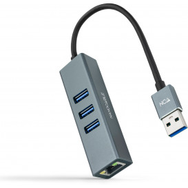 Conversor USB 3.0 a RJ45 Gigabit Hub 3xUSB NANOCABLE
