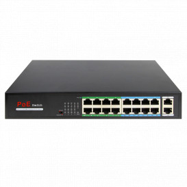 Switch PoE Ethernet 16P 10/100/1000 + 2 Uplink SFP