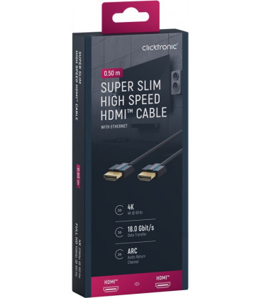 Cable HDMI V2.0 Ultra Slim UHD 4K@60Hz 0,5m