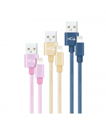 3 Cables LIGHTNING a USB 2.0 ROSA / DORADO / AZUL 1m NANOCABLE