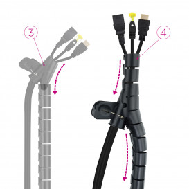Organizador Cables Flexible 25mm 1m NEGRO NANOCABLE