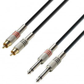 Cable RCA 2 Machos a 2 JACK 6,3 Mono 6m 3STAR ADAM