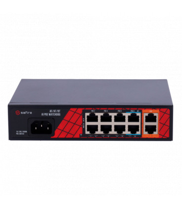 Switch PoE Ethernet 8Port 10/100 2 Uplink Gigabit