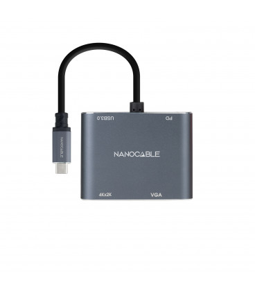 Conversor USB-C a HDMI/VGA/USB-A/USB-C NANOCABLE