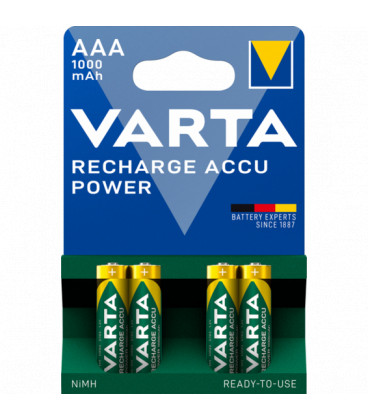 Bateria R03 AAA 1000mAh 1,2V NiMh (BLISTER 4 unidades) VARTA