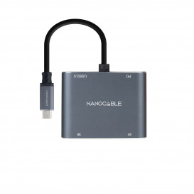 Conversor USB-C a 2xHDMI/USB-A/USB-C PD NANOCABLE