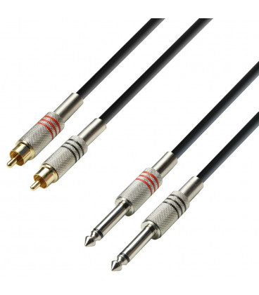 Cable RCA 2 Machos a 2 JACK 6,3 Mono 1m