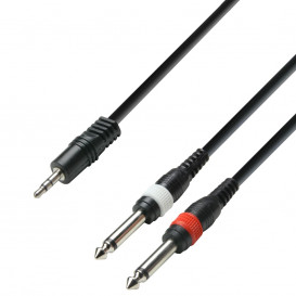 Cable JACK 3,5 ST a 2xJACK 6,3 mono 1m ADAM K3