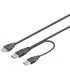 Cable USB 2.0 A Macho Doble a USB A Hembra 0,30m