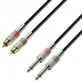 Cable RCA 2 Machos a 2 JACK 6,3 Mono 3m