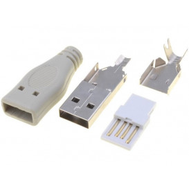 Conector USB A macho con funda para soldar  E-SU1