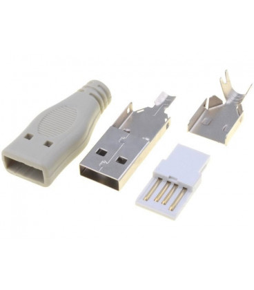 Conector USB A macho con funda para soldar E-SU1