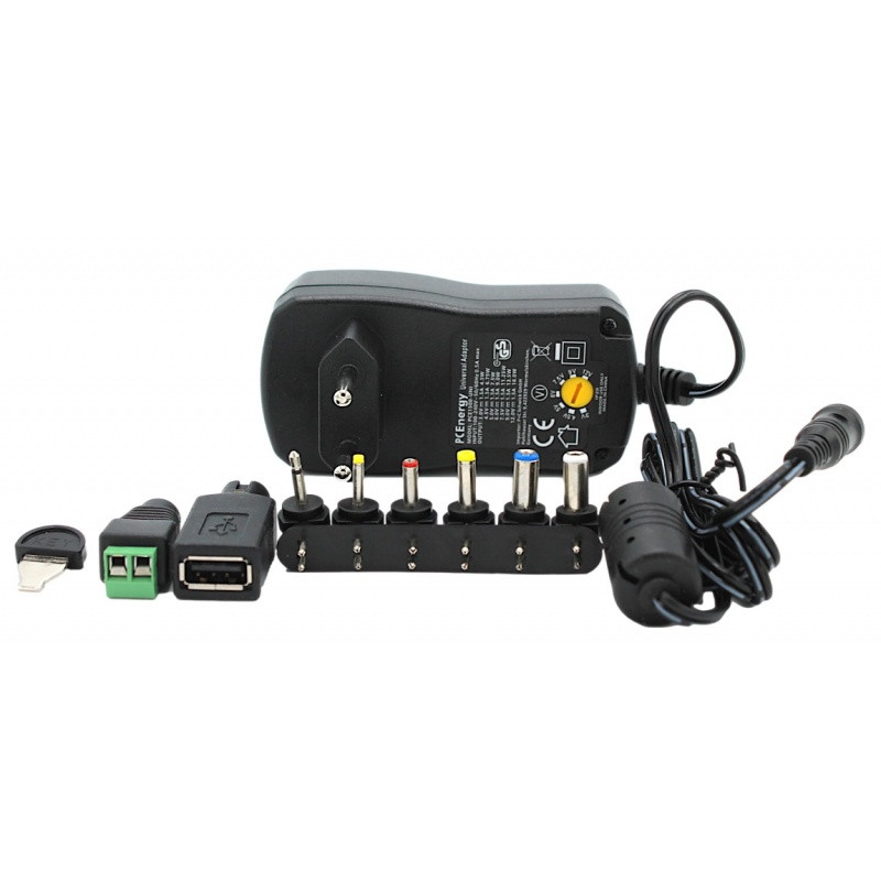 Alimentador Regulable Manual 3V-12Vdc 18W 1500mAh con 8 Conectores PCE1500-UNI