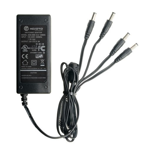 Alimentador Salida Fija 12VDC  5A 60W Conector 5,5x2,1mm.x4 CCTV