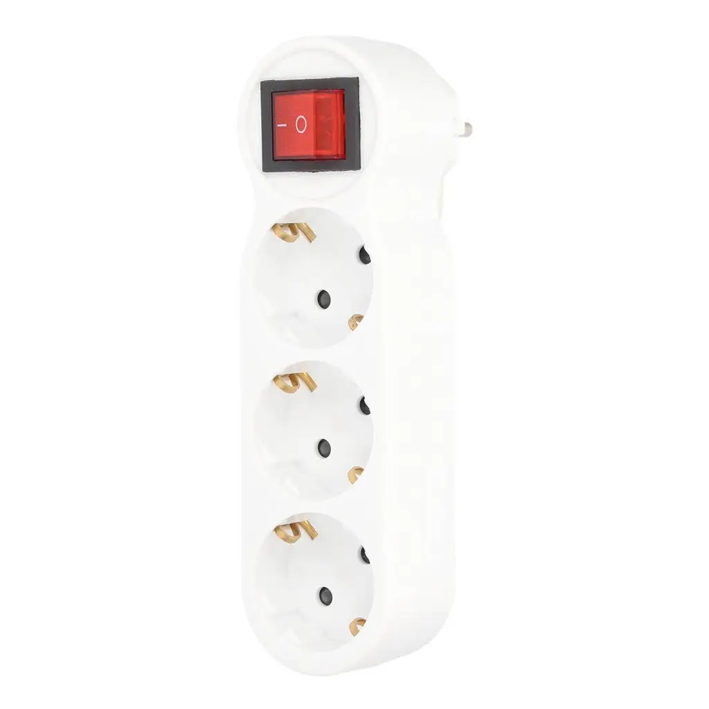 Adaptador 3 Tomas Hembra Schuko 3500W 16A Con Interruptor