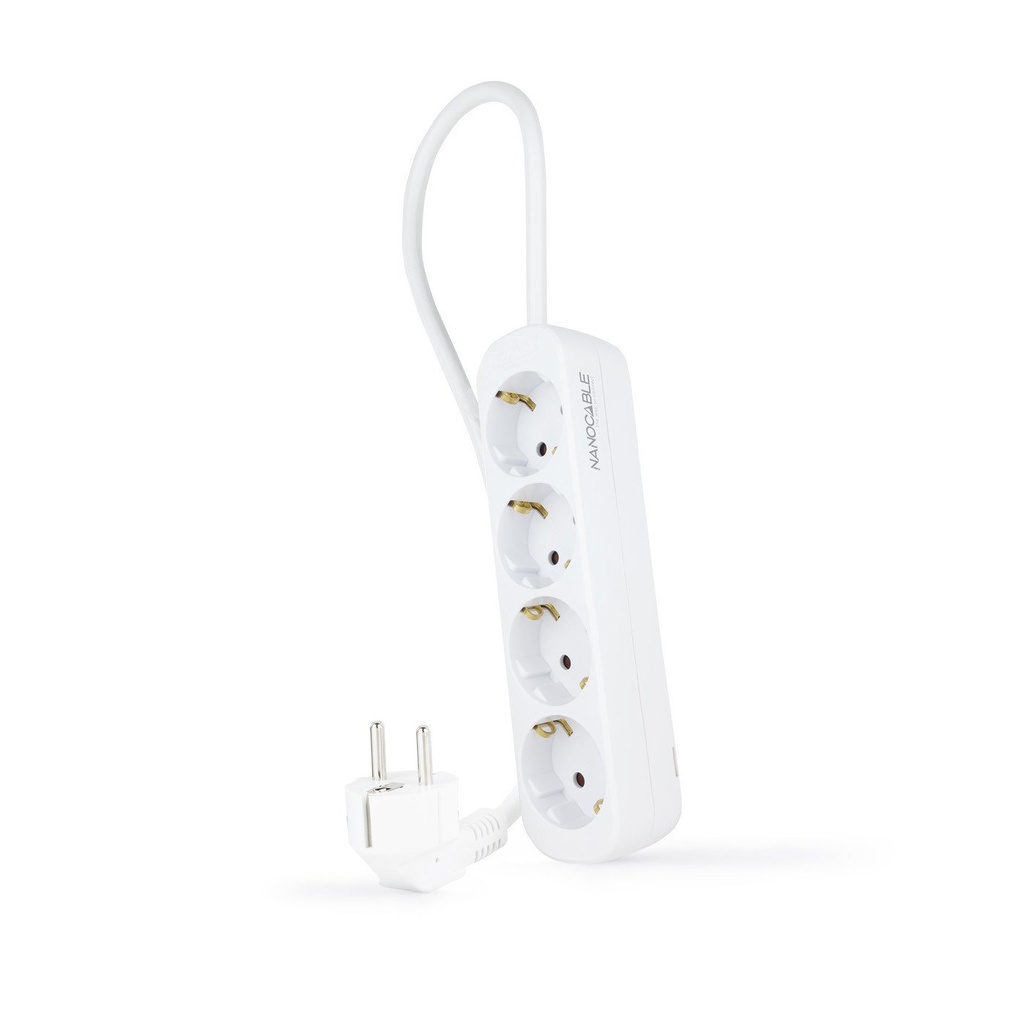 BASE Múltiple 4 Tomas Schuko con Cable 1,4m BLANCA