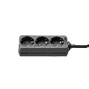 BASE Múltiple 3 Tomas Schuko con Cable 3m NEGRO