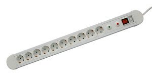BASE Múltiple 10 Tomas Schuko con Interruptor y Cable de 1,5m BLANCO