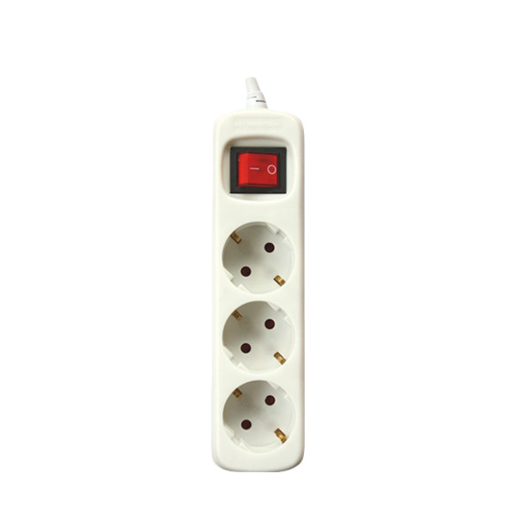 BASE Múltiple 3 Tomas Schuko con Interruptor y Cable 1,5m BLANCA