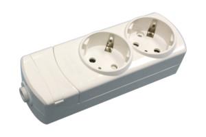 BASE Múltiple 2 Tomas Schuko sin Interruptor sin Cable BLANCO