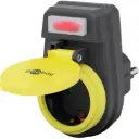 Adaptador 1 Toma Schuko Macho/Hembra con Tapa de Seguridad + Interruptor Iluminado