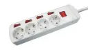 BASE Múltiple 4 Tomas Schuko con 4 Interruptores y Cable 1,5m BLANCO